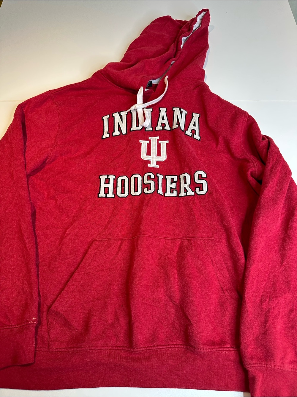Indiana Hoosiers Red Hoodie with white Drawstrings